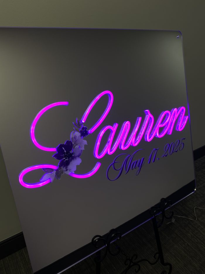 Custom Mirrored Acrylic  + Neon Accent Sign In Board for Events, Wedding, Bar/Bat Mitzvahs - Image 8