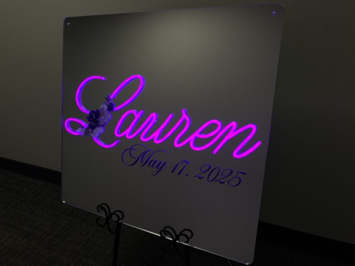 Custom Mirrored Acrylic  + Neon Accent Sign In Board for Events, Wedding, Bar/Bat Mitzvahs - Image 10