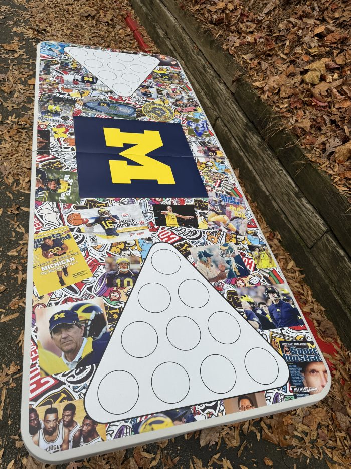 University of Michigan Inspired Theme Custom Beer Pong Table