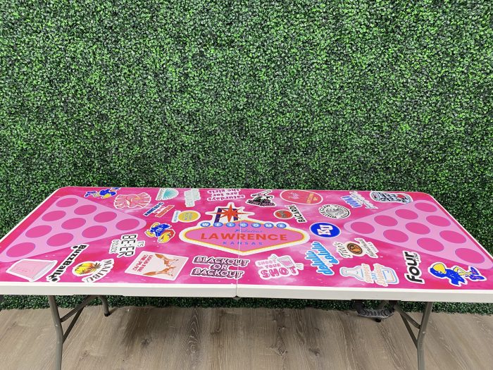 Pink Vegas Inspired Theme Custom Beer Pong Table - Image 6