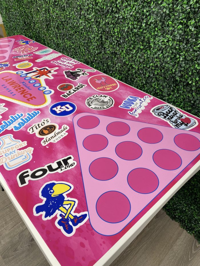 Pink Vegas Inspired Theme Custom Beer Pong Table - Image 5