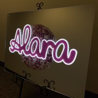 Custom Mirrored Acrylic  + Neon Accent Sign In Board for Events, Wedding, Bar/Bat Mitzvahs - Image 2
