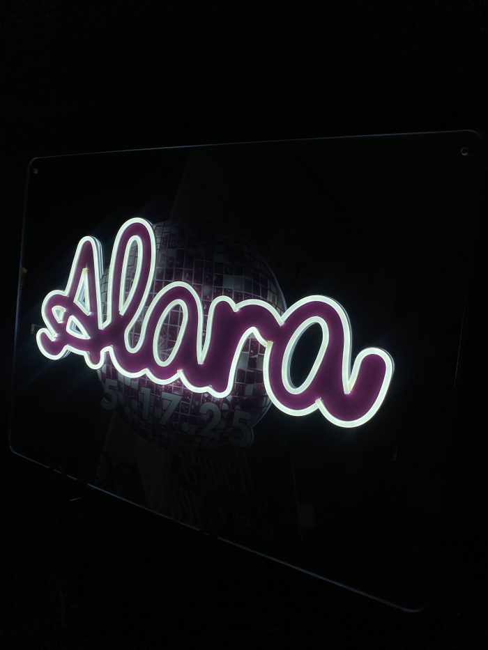Custom Mirrored Acrylic  + Neon Accent Sign In Board for Events, Wedding, Bar/Bat Mitzvahs - Image 5
