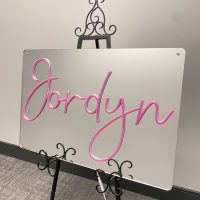 Custom Mirrored Acrylic  + Neon Accent Sign In Board for Events, Wedding, Bar/Bat Mitzvahs - Image 3
