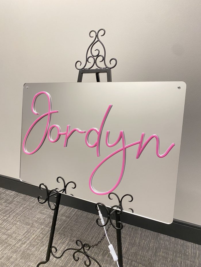 Custom Mirrored Acrylic  + Neon Accent Sign In Board for Events, Wedding, Bar/Bat Mitzvahs - Image 3