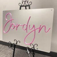 Custom Mirrored Acrylic  + Neon Accent Sign In Board for Events, Wedding, Bar/Bat Mitzvahs - Image 5