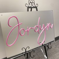 Custom Mirrored Acrylic  + Neon Accent Sign In Board for Events, Wedding, Bar/Bat Mitzvahs - Image 6