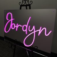 Custom Mirrored Acrylic  + Neon Accent Sign In Board for Events, Wedding, Bar/Bat Mitzvahs