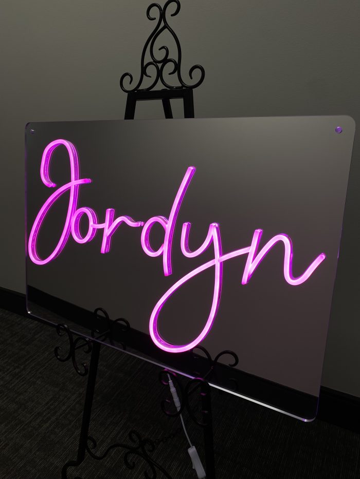 Custom Mirrored Acrylic  + Neon Accent Sign In Board for Events, Wedding, Bar/Bat Mitzvahs
