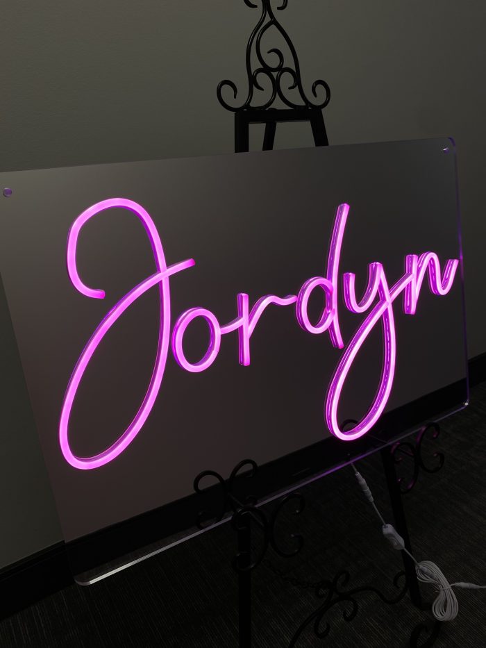 Custom Mirrored Acrylic  + Neon Accent Sign In Board for Events, Wedding, Bar/Bat Mitzvahs - Image 2