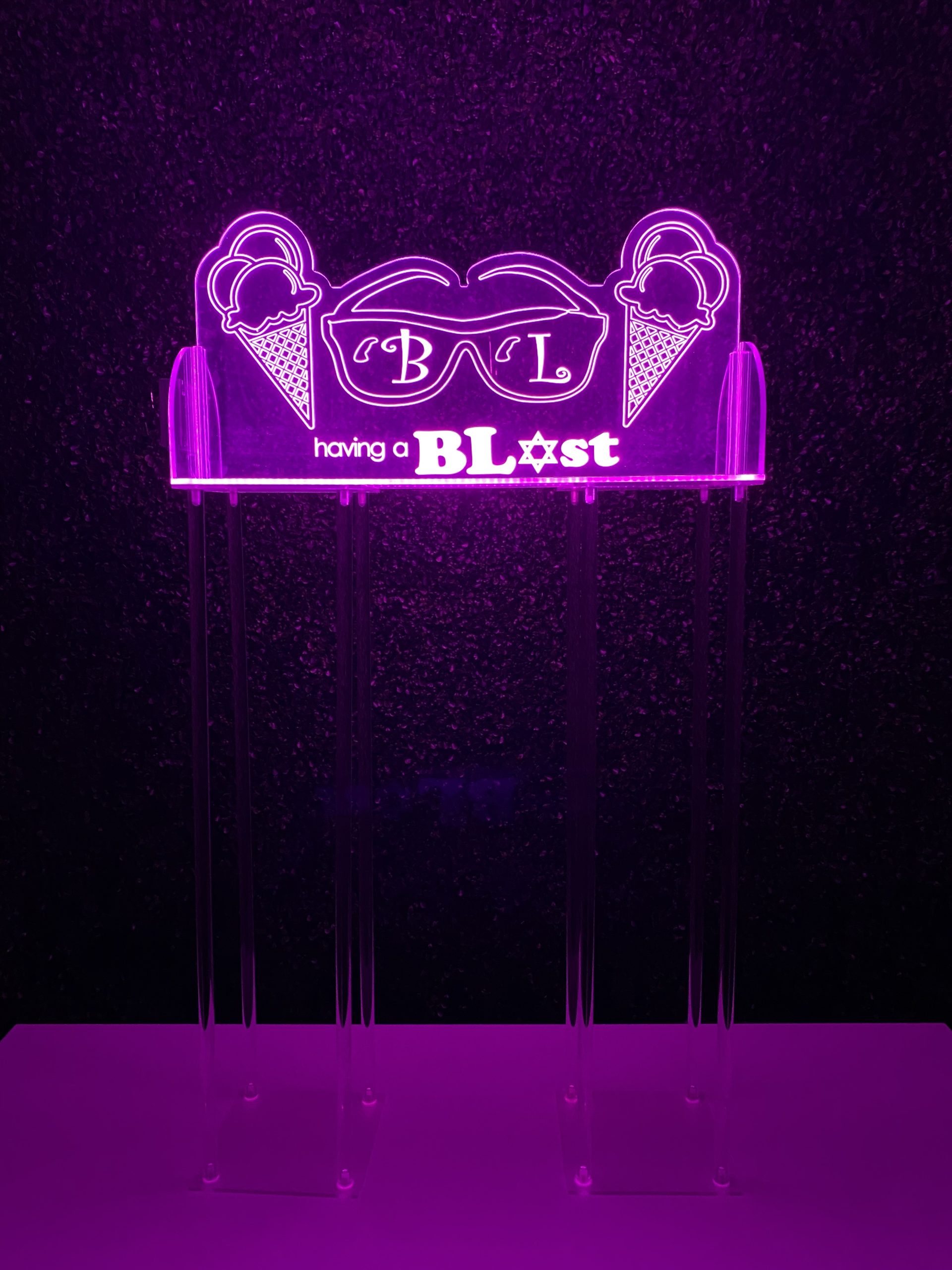 LED Acrylic Light Up Display Centerpiece with Base - Create Your Own With Photo, Text, Logo or Design - Sweet 16, Birthday, Bar | Bat Mitzvah, Weddings, Graduation - Image 5