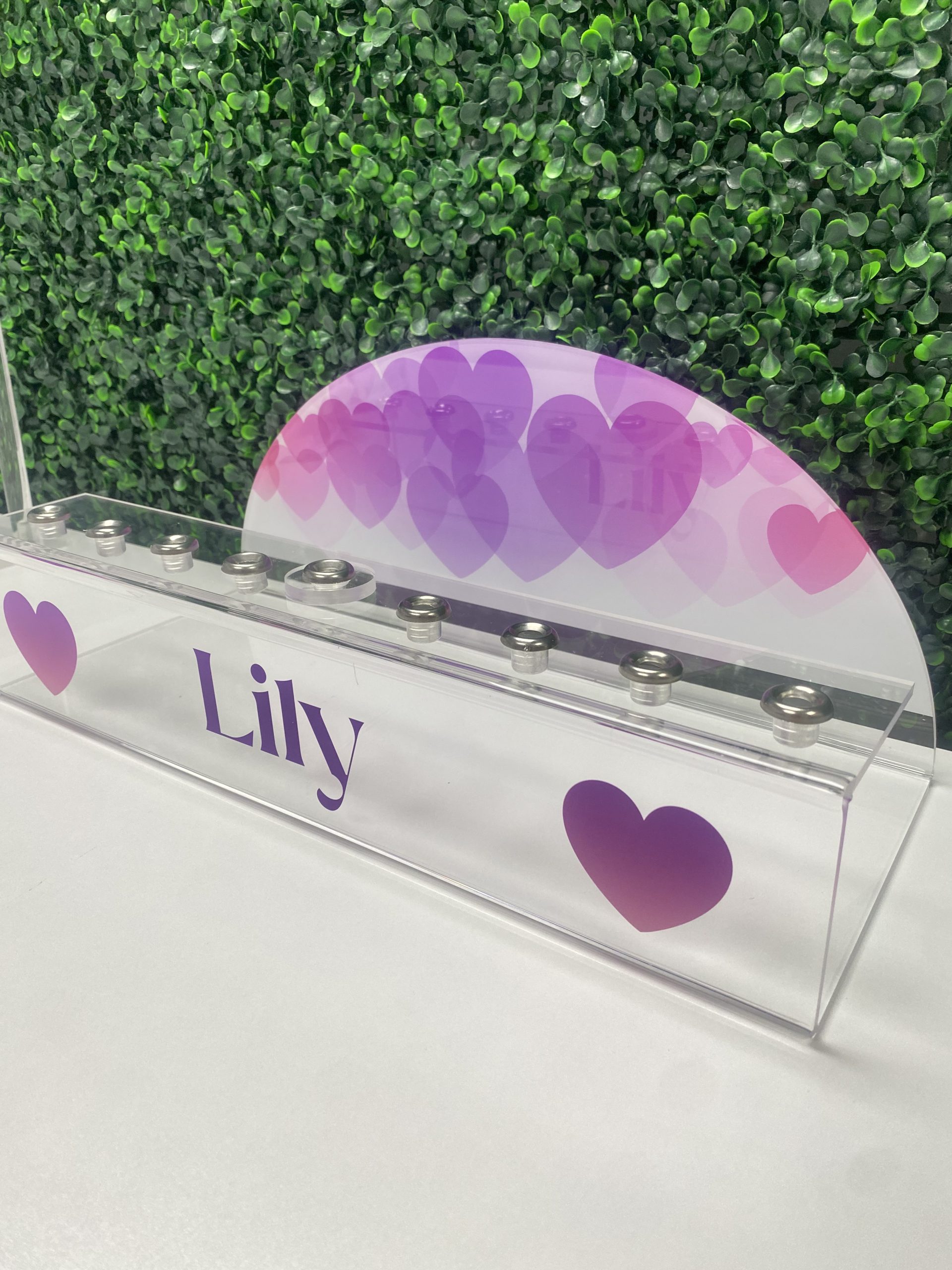 Customized Hears Theme Acrylic Hanukkah Menorah | Hanukkiah with Name or Verbiage and Graphics or Photo - Image 5