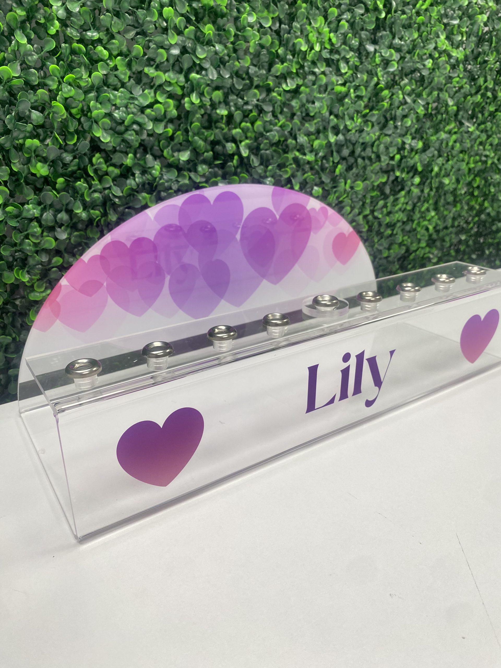 Customized Hears Theme Acrylic Hanukkah Menorah | Hanukkiah with Name or Verbiage and Graphics or Photo - Image 3