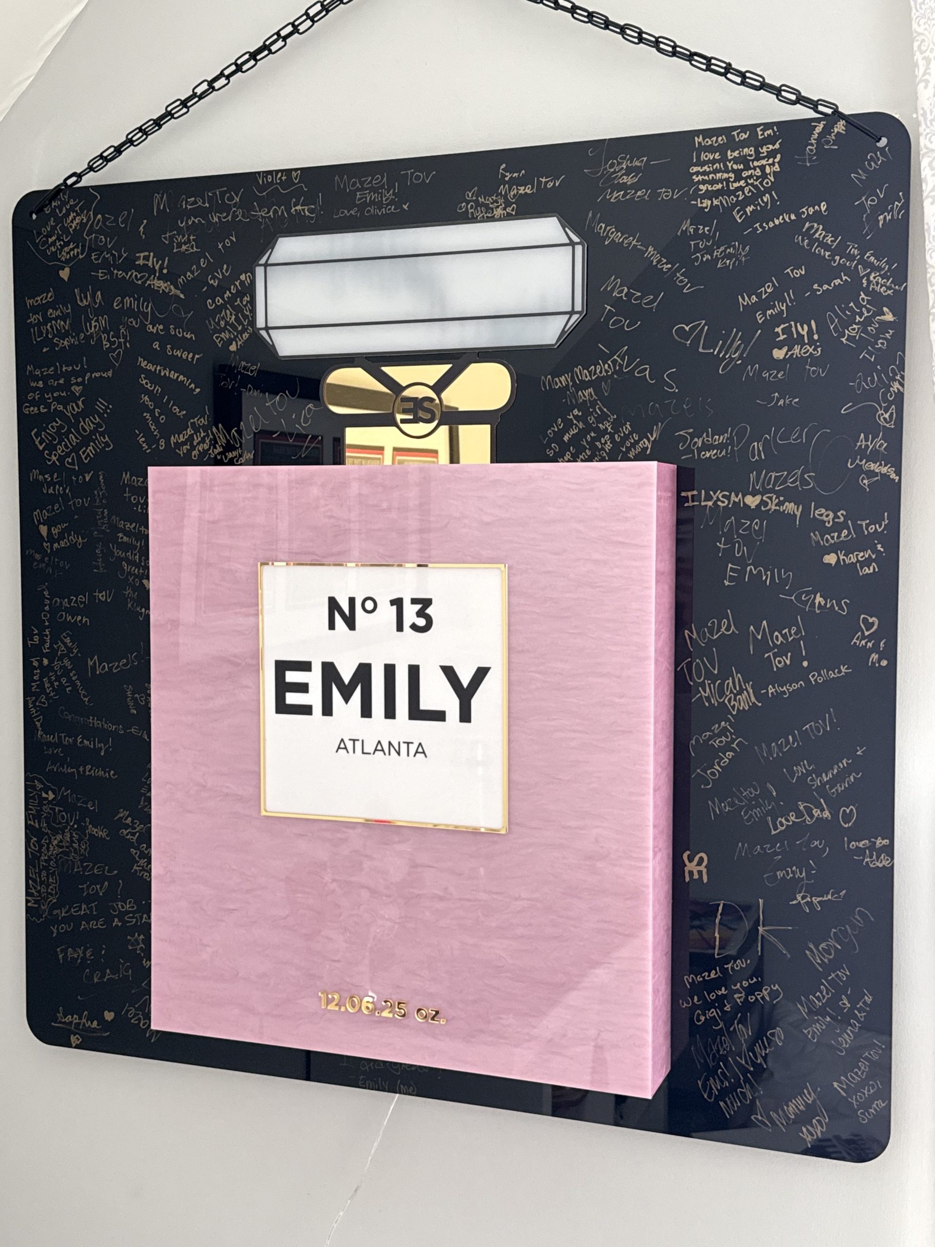 Custom Chanel Inspired Perfume Bottle Layered 3D Acrylic + Neon Accent Sign In Board for Events, Wedding, Bar | Bat Mitzvahs - Image 2