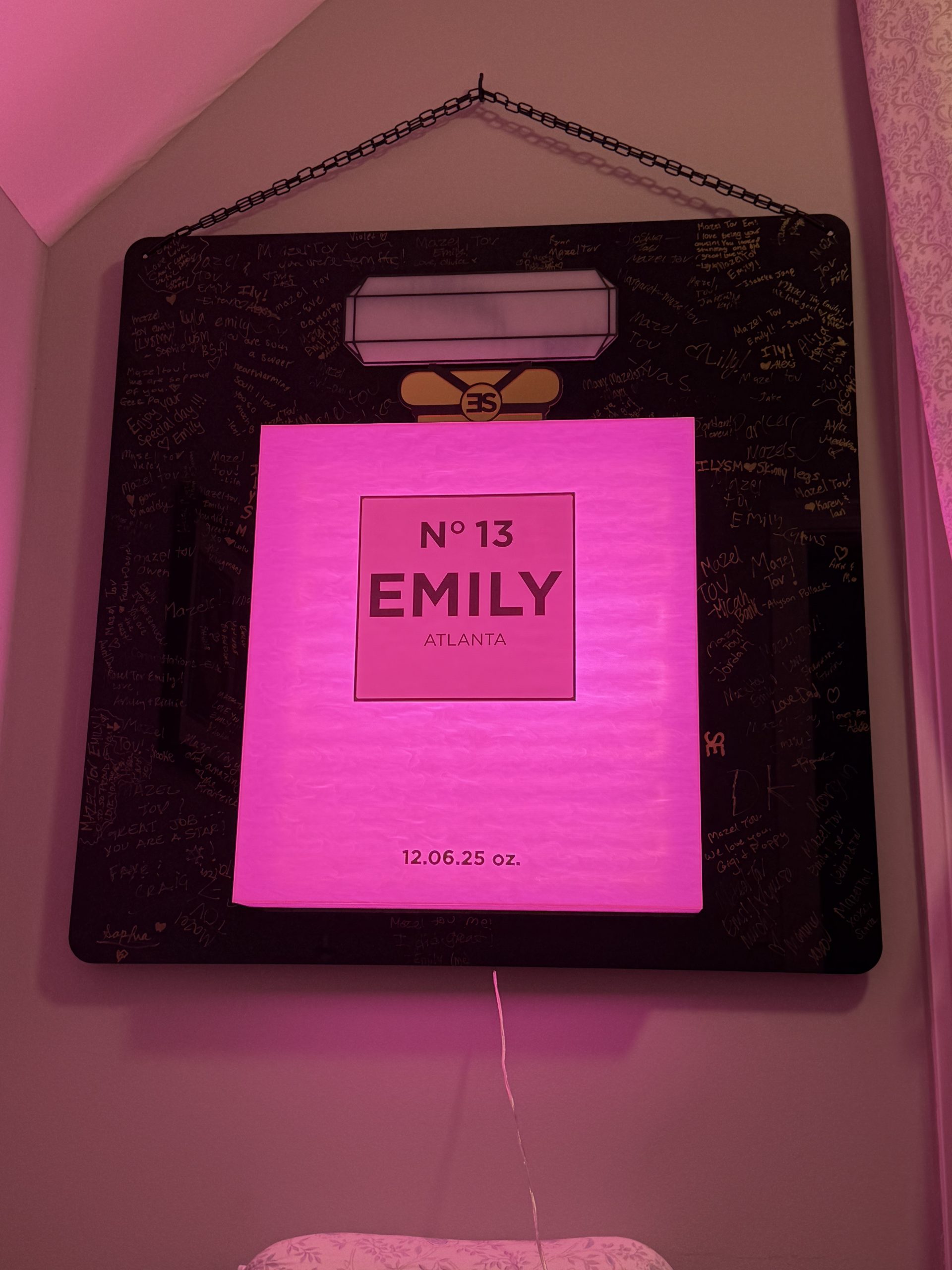 Custom Chanel Inspired Perfume Bottle Layered 3D Acrylic + Neon Accent Sign In Board for Events, Wedding, Bar | Bat Mitzvahs - Image 3