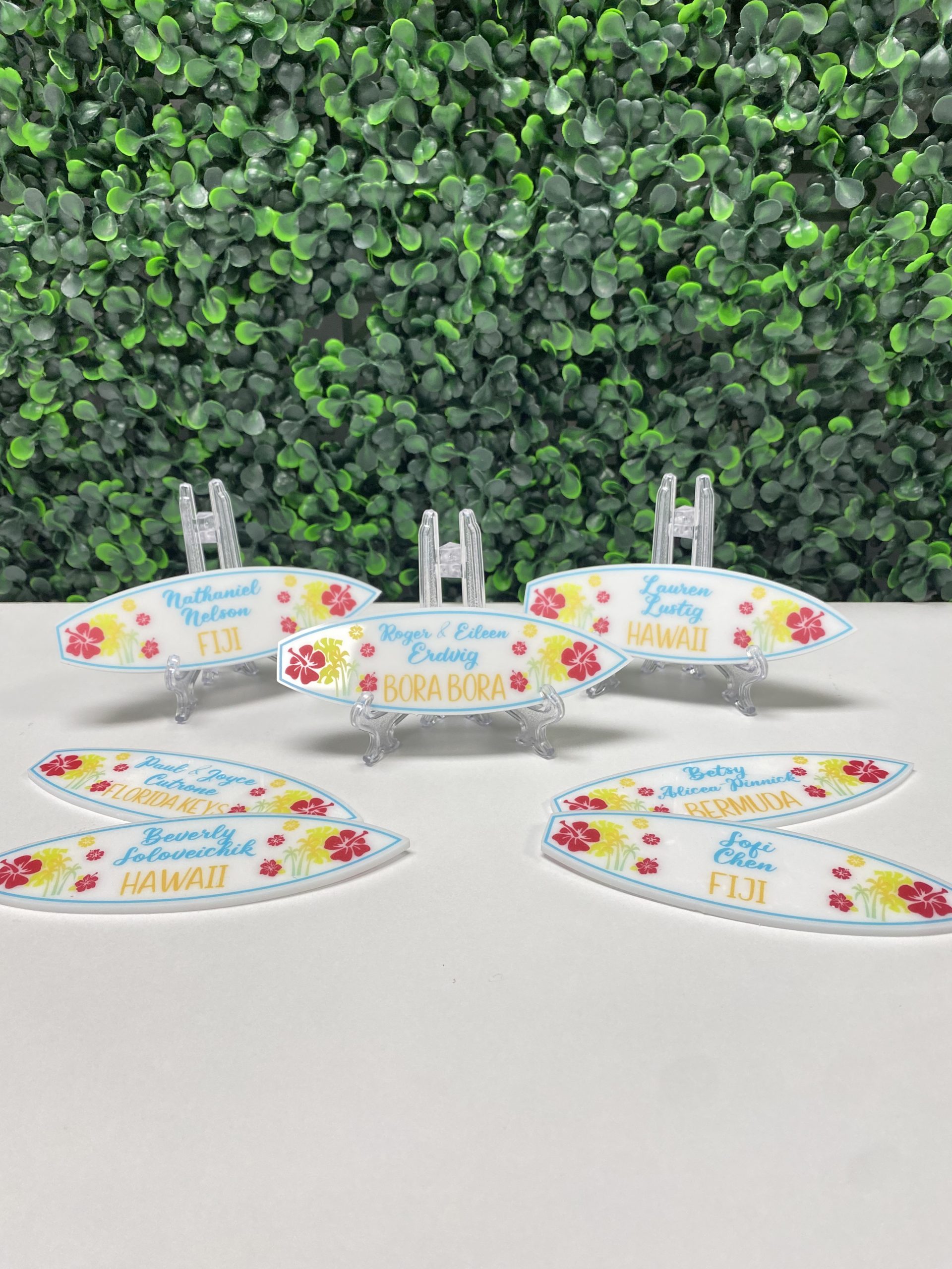 Escort Cards | Surfboard Theme | Custom Acrylic UV Printed Escort Cards | Events, Wedding, Baby Shower Bar | Bat Mitzvah - Image 5