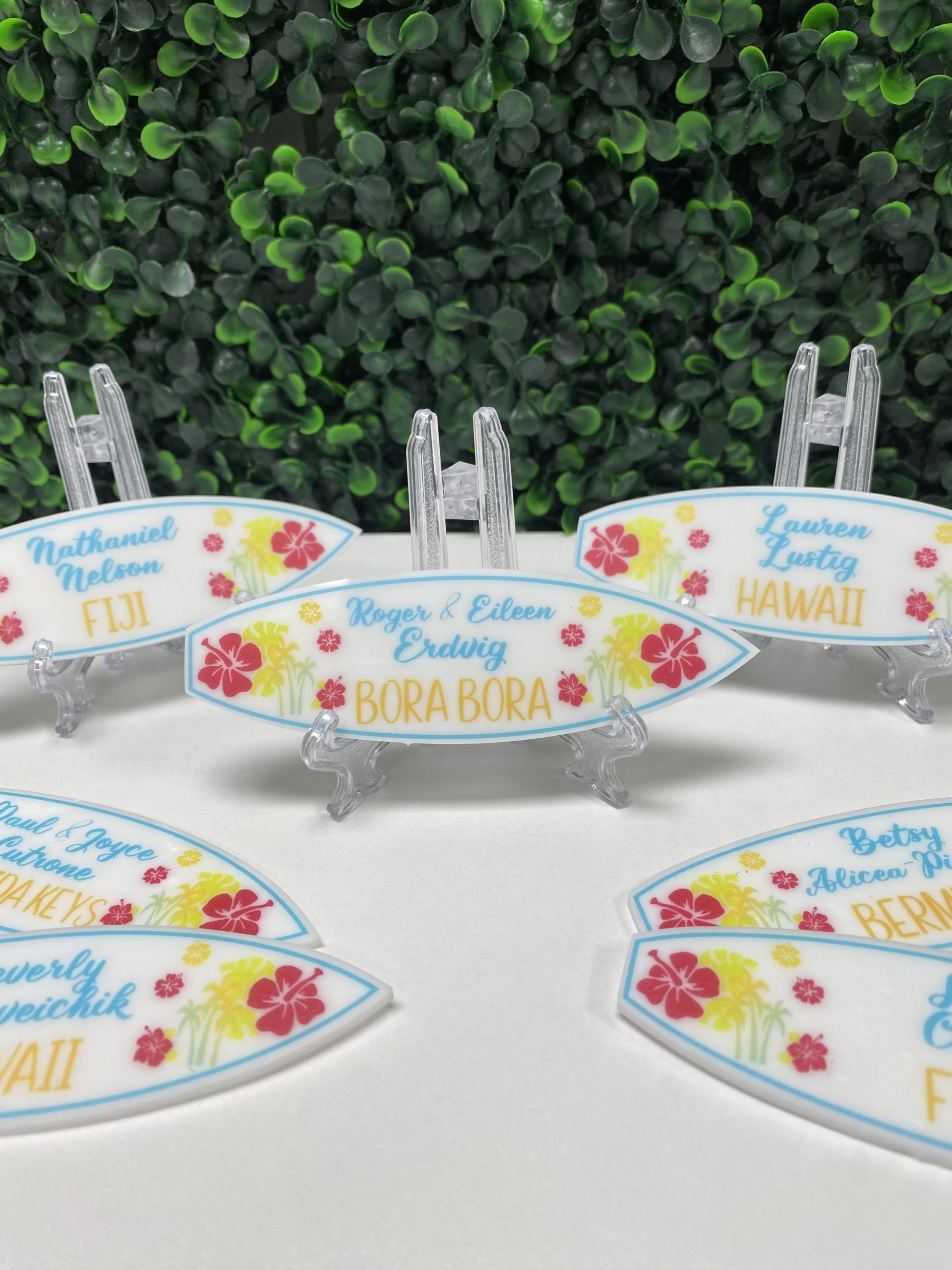 Escort Cards | Surfboard Theme | Custom Acrylic UV Printed Escort Cards | Events, Wedding, Baby Shower Bar | Bat Mitzvah - Image 4