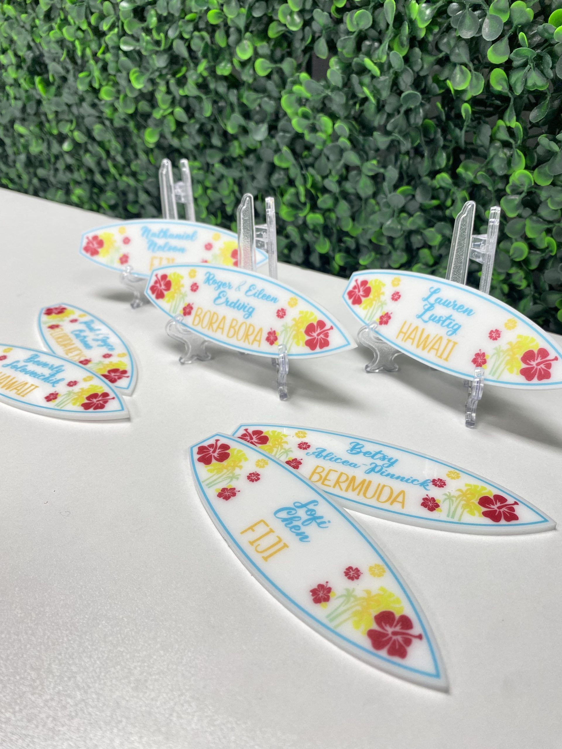 Escort Cards | Surfboard Theme | Custom Acrylic UV Printed Escort Cards | Events, Wedding, Baby Shower Bar | Bat Mitzvah - Image 3