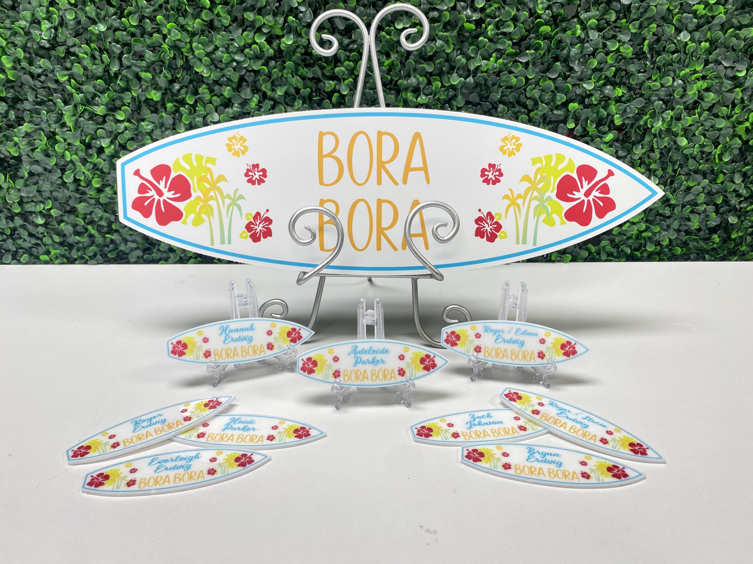 Table Names | Surfboard Theme | Custom Acrylic UV Printed Escort Cards | Events, Wedding, Baby Shower Bar | Bat Mitzvah - Image 4
