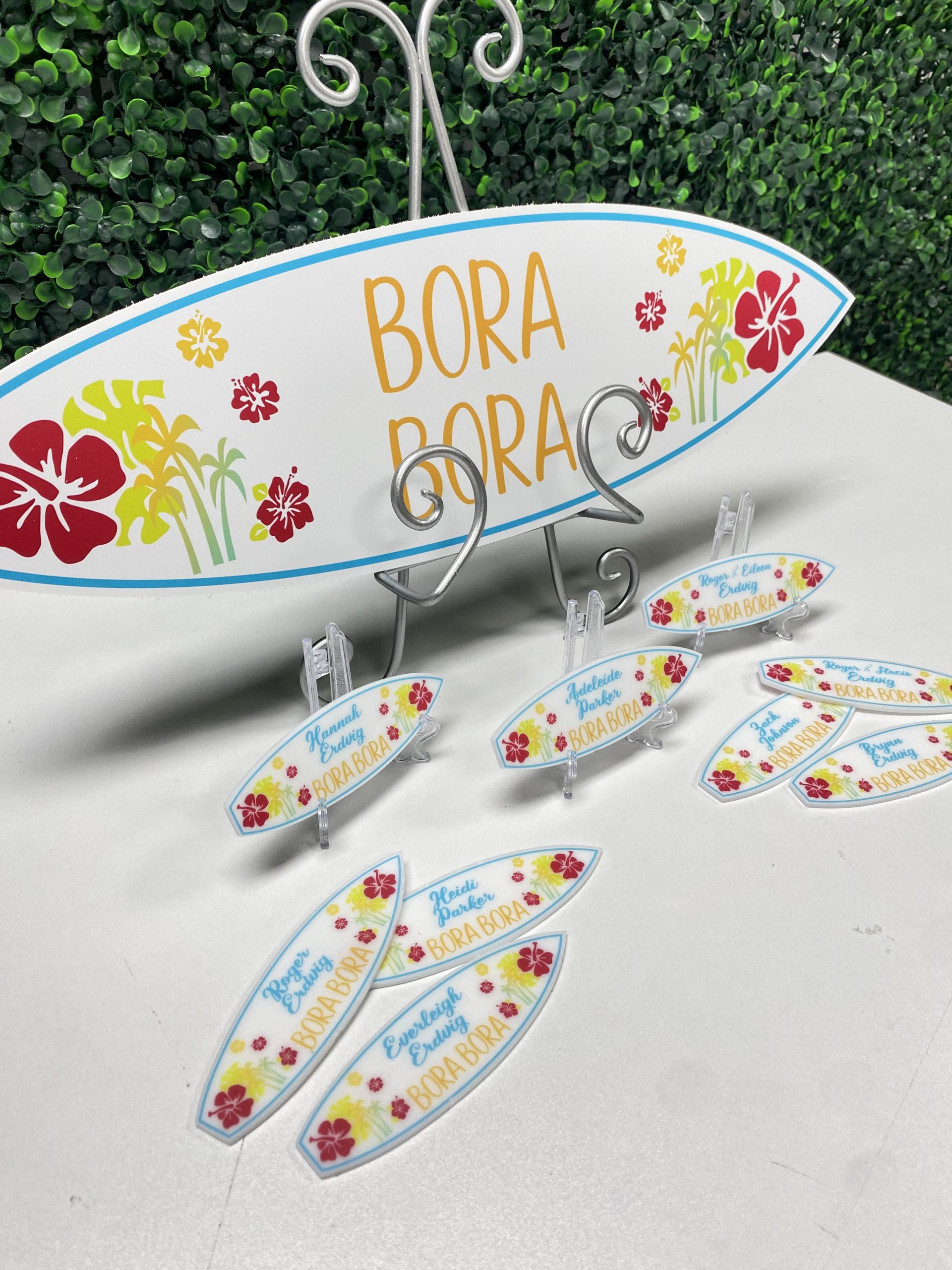 Table Names | Surfboard Theme | Custom Acrylic UV Printed Escort Cards | Events, Wedding, Baby Shower Bar | Bat Mitzvah - Image 3