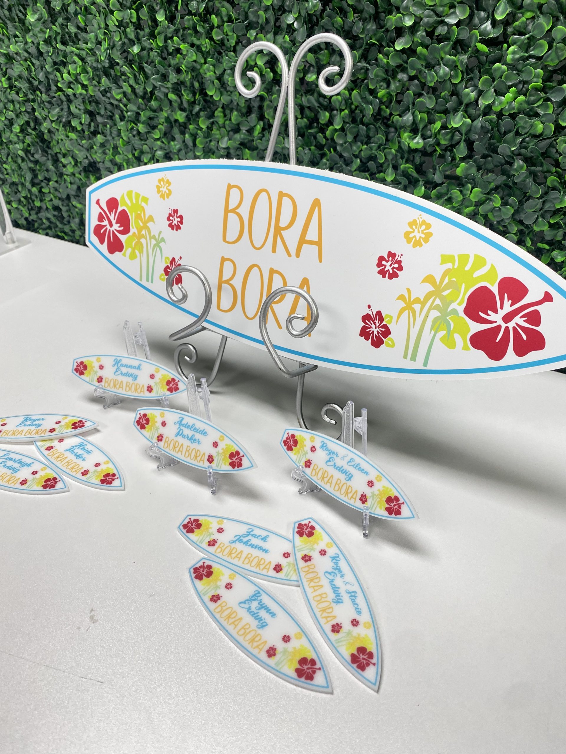 Table Names | Surfboard Theme | Custom Acrylic UV Printed Escort Cards | Events, Wedding, Baby Shower Bar | Bat Mitzvah - Image 2