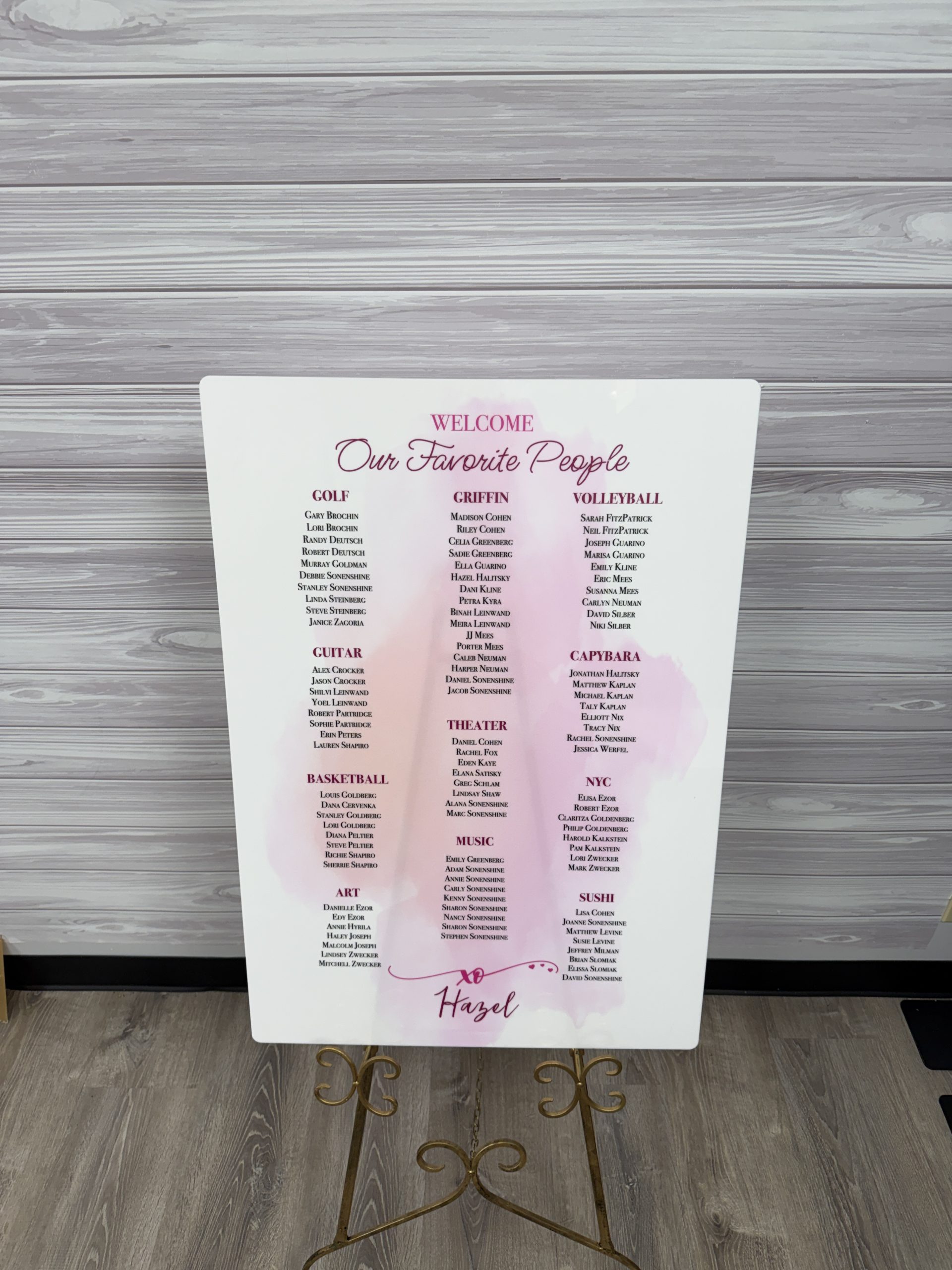 Custom Seating Chart | Acrylic UV Printed Sign for Events, Wedding, Baby Shower Bar | Bat Mitzvah - Image 5