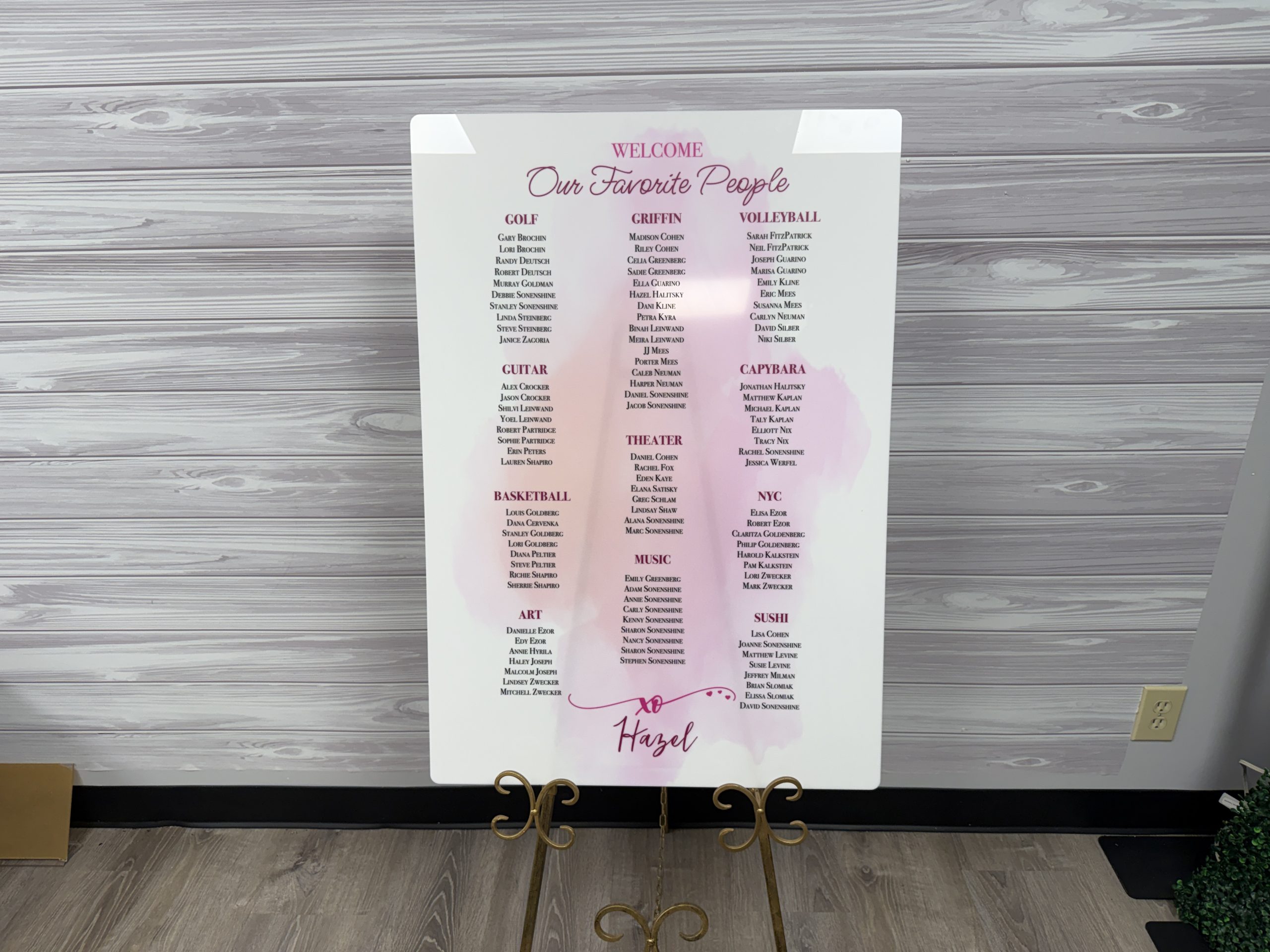 Custom Seating Chart | Acrylic UV Printed Sign for Events, Wedding, Baby Shower Bar | Bat Mitzvah - Image 4
