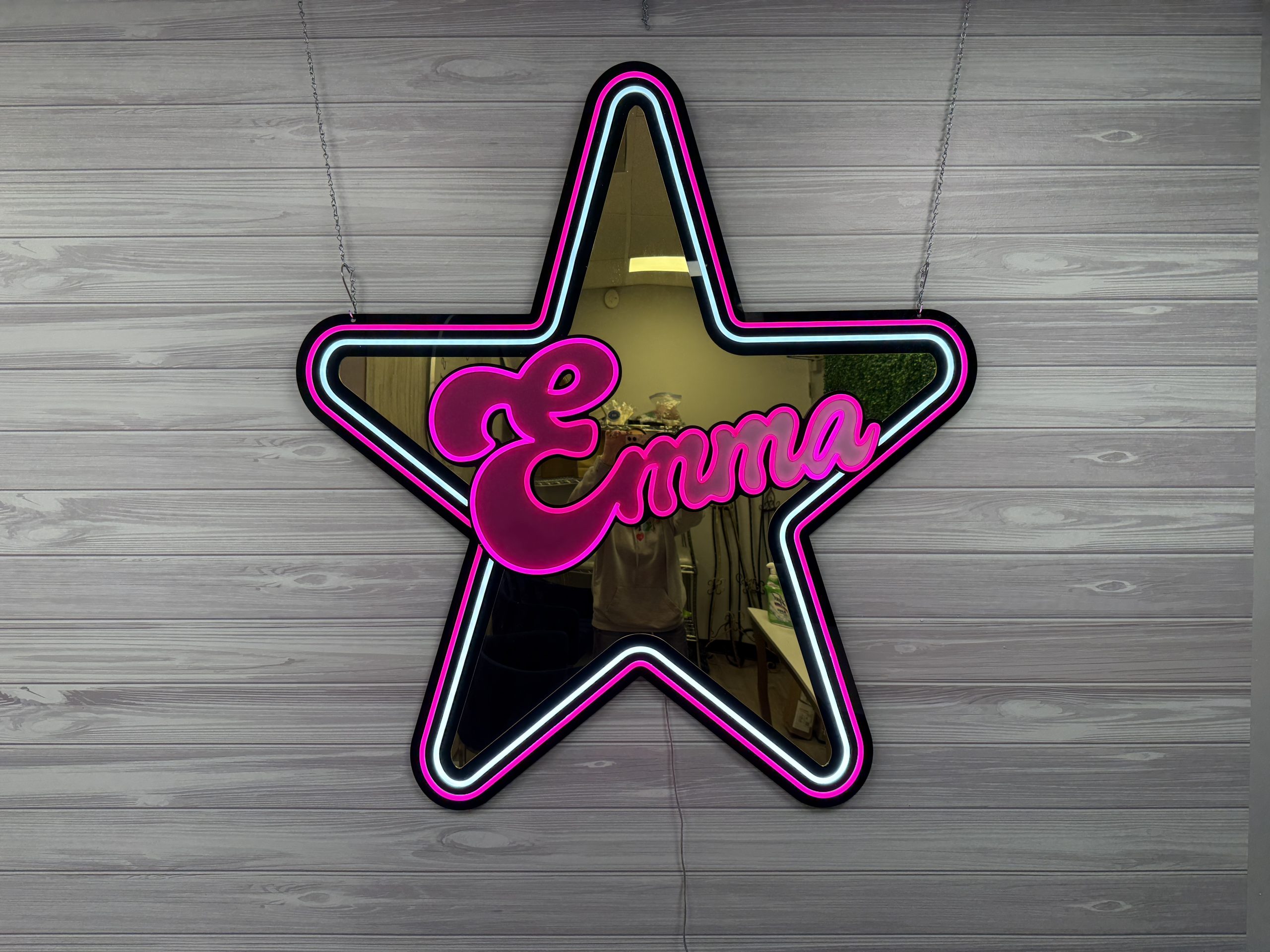 Star | Music | Theater | Musical | Theme Custom Gold Mirror and Black Acrylic + Neon Accent Sign In Board for Events, Wedding, Bar | Bat Mitzvahs - Image 10
