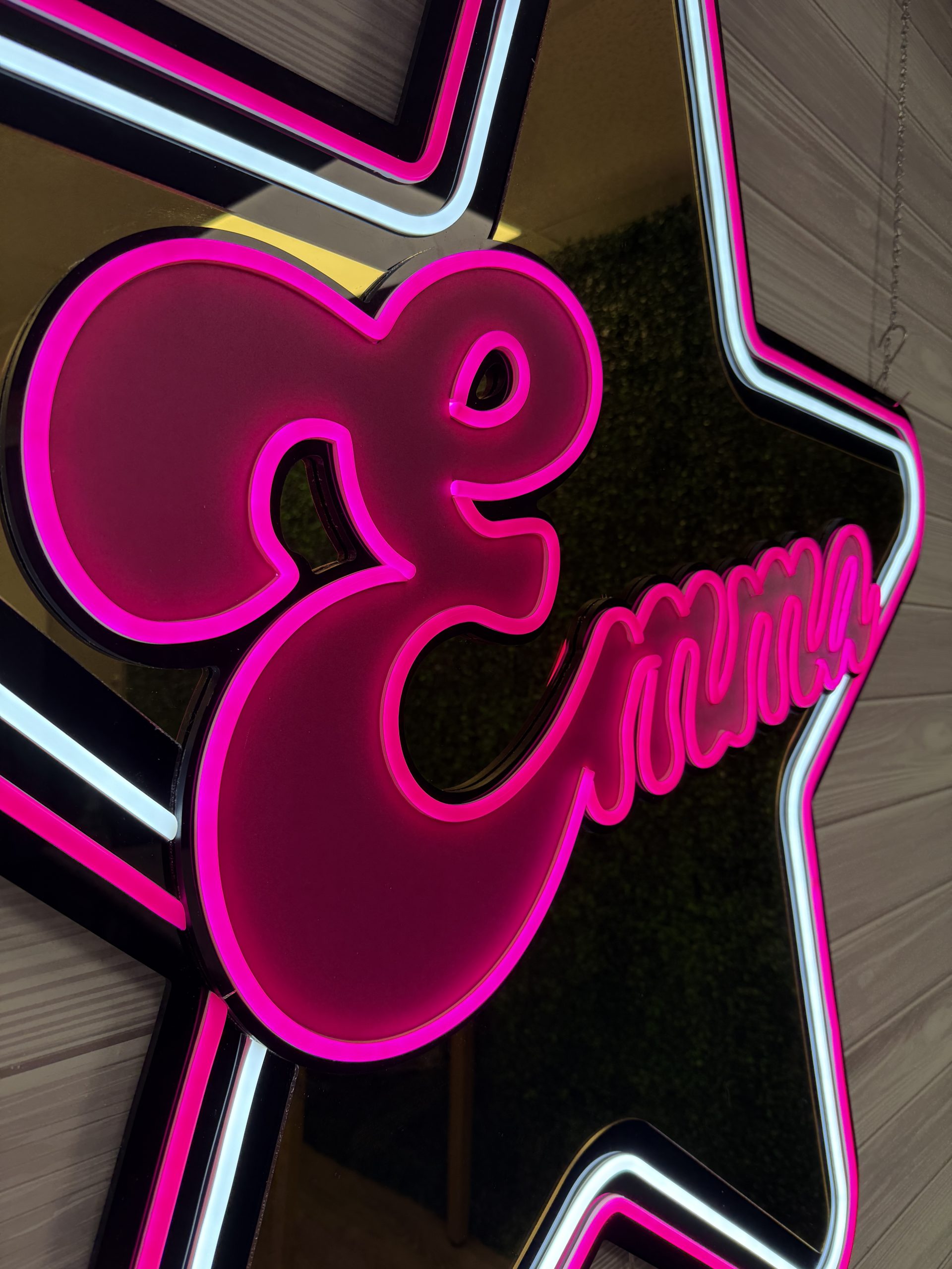 Star | Music | Theater | Musical | Theme Custom Gold Mirror and Black Acrylic + Neon Accent Sign In Board for Events, Wedding, Bar | Bat Mitzvahs - Image 9