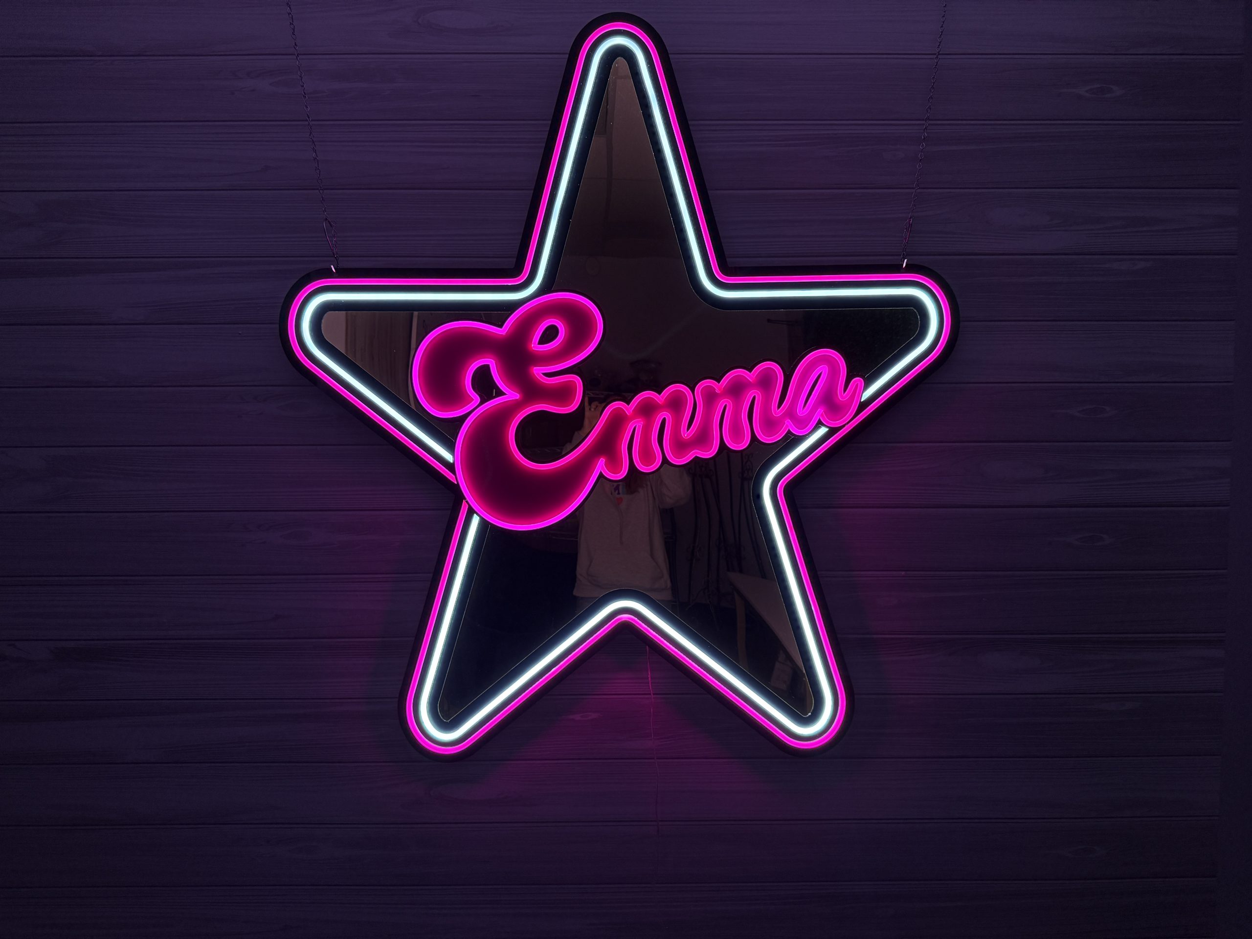 Star | Music | Theater | Musical | Theme Custom Gold Mirror and Black Acrylic + Neon Accent Sign In Board for Events, Wedding, Bar | Bat Mitzvahs - Image 6