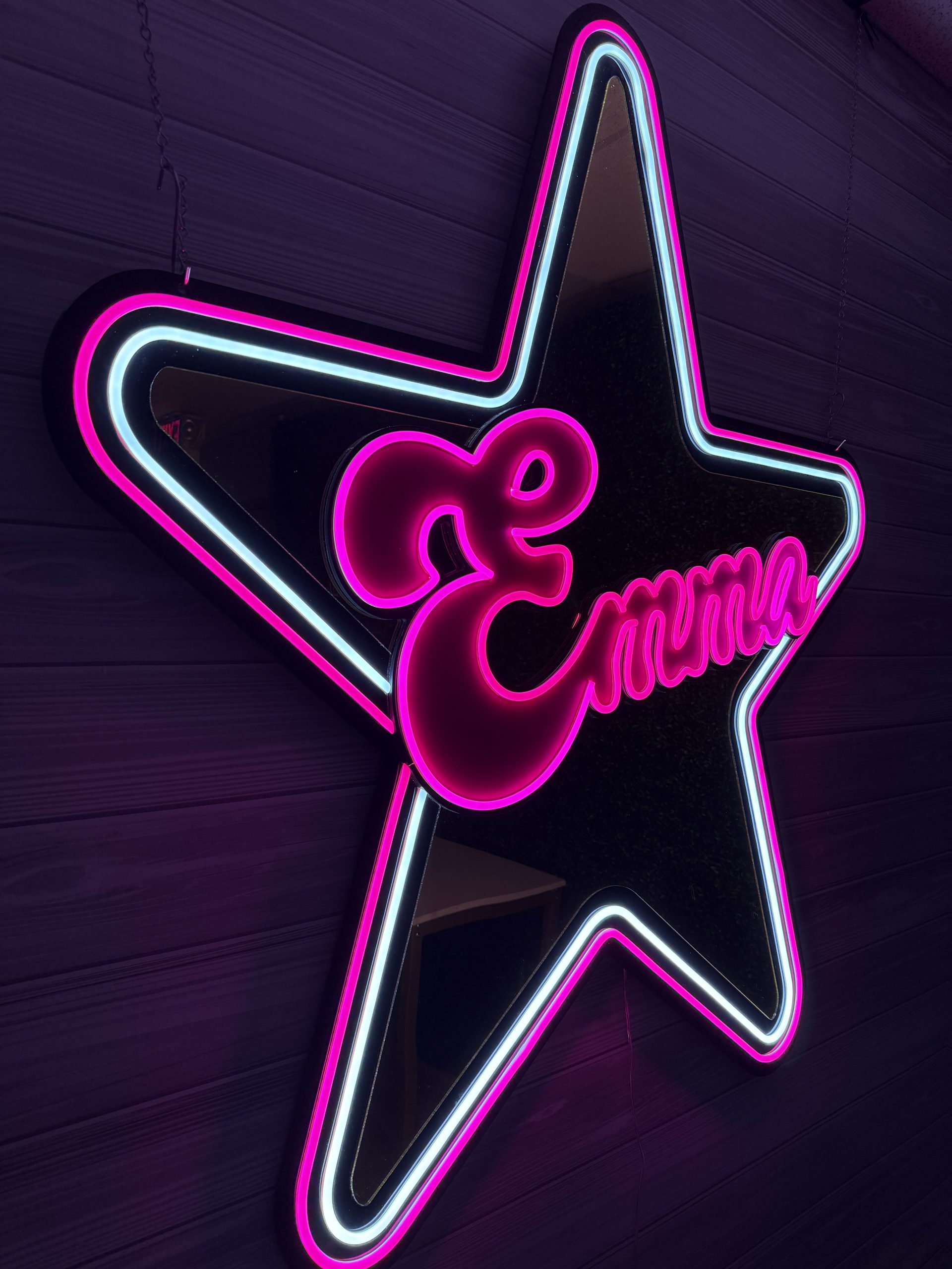 Star | Music | Theater | Musical | Theme Custom Gold Mirror and Black Acrylic + Neon Accent Sign In Board for Events, Wedding, Bar | Bat Mitzvahs - Image 5