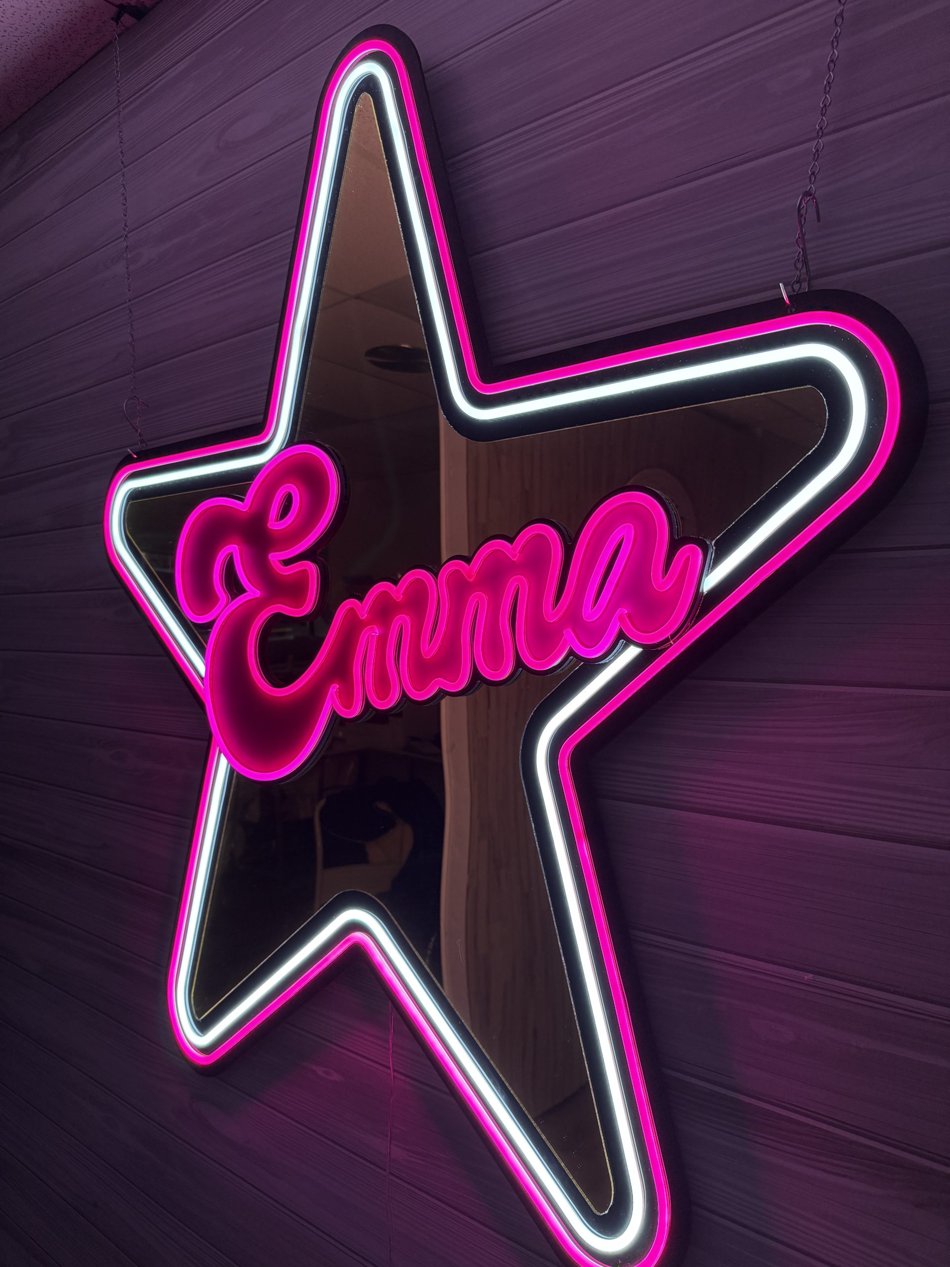 Star | Music | Theater | Musical | Theme Custom Gold Mirror and Black Acrylic + Neon Accent Sign In Board for Events, Wedding, Bar | Bat Mitzvahs - Image 3