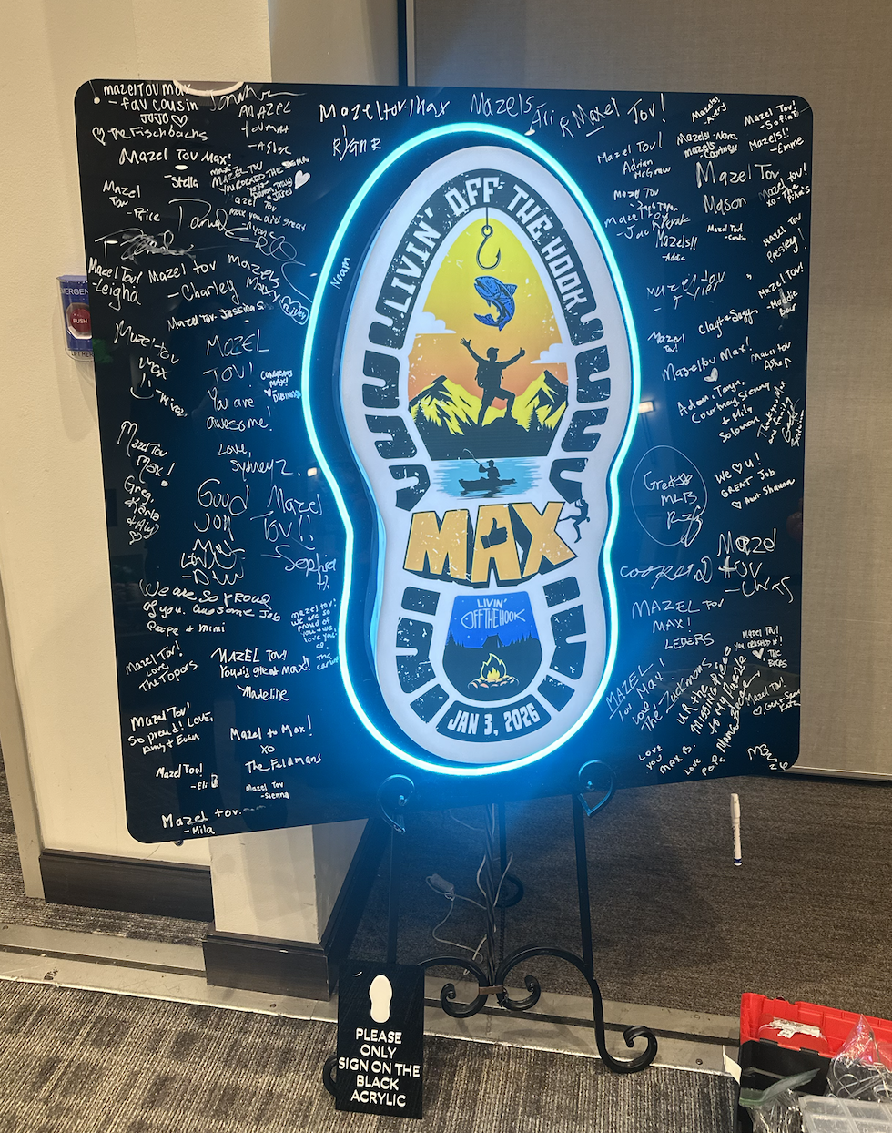 Custom Layered 3D Acrylic + Neon Accent Sign In Board for Bar | Bat Mitzvahs, Events, Wedding - Image 2