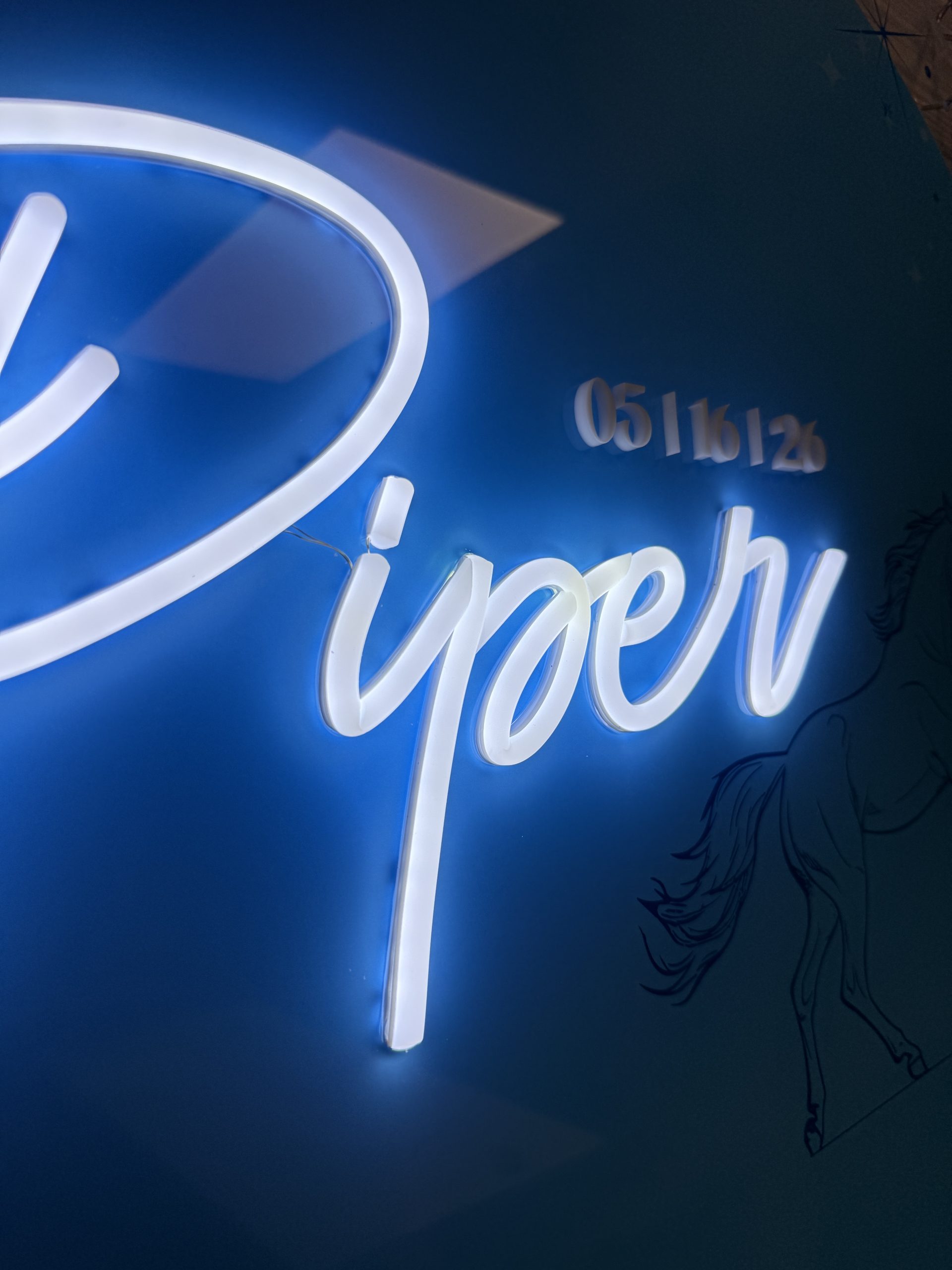 Horse Western Acrylic Neon Sign-In Board – Custom Equestrian Bar & Bat Mitzvah, Wedding & Event Sign - Image 8