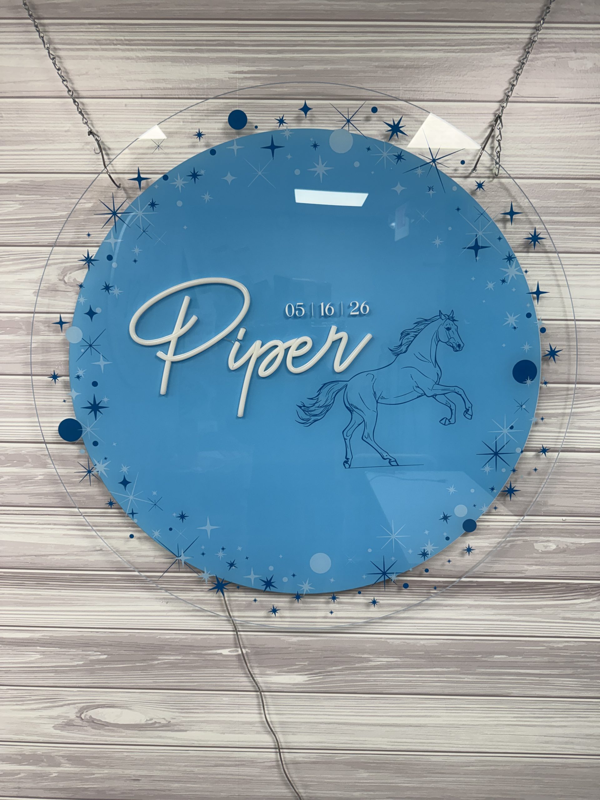 Horse Western Acrylic Neon Sign-In Board – Custom Equestrian Bar & Bat Mitzvah, Wedding & Event Sign - Image 4