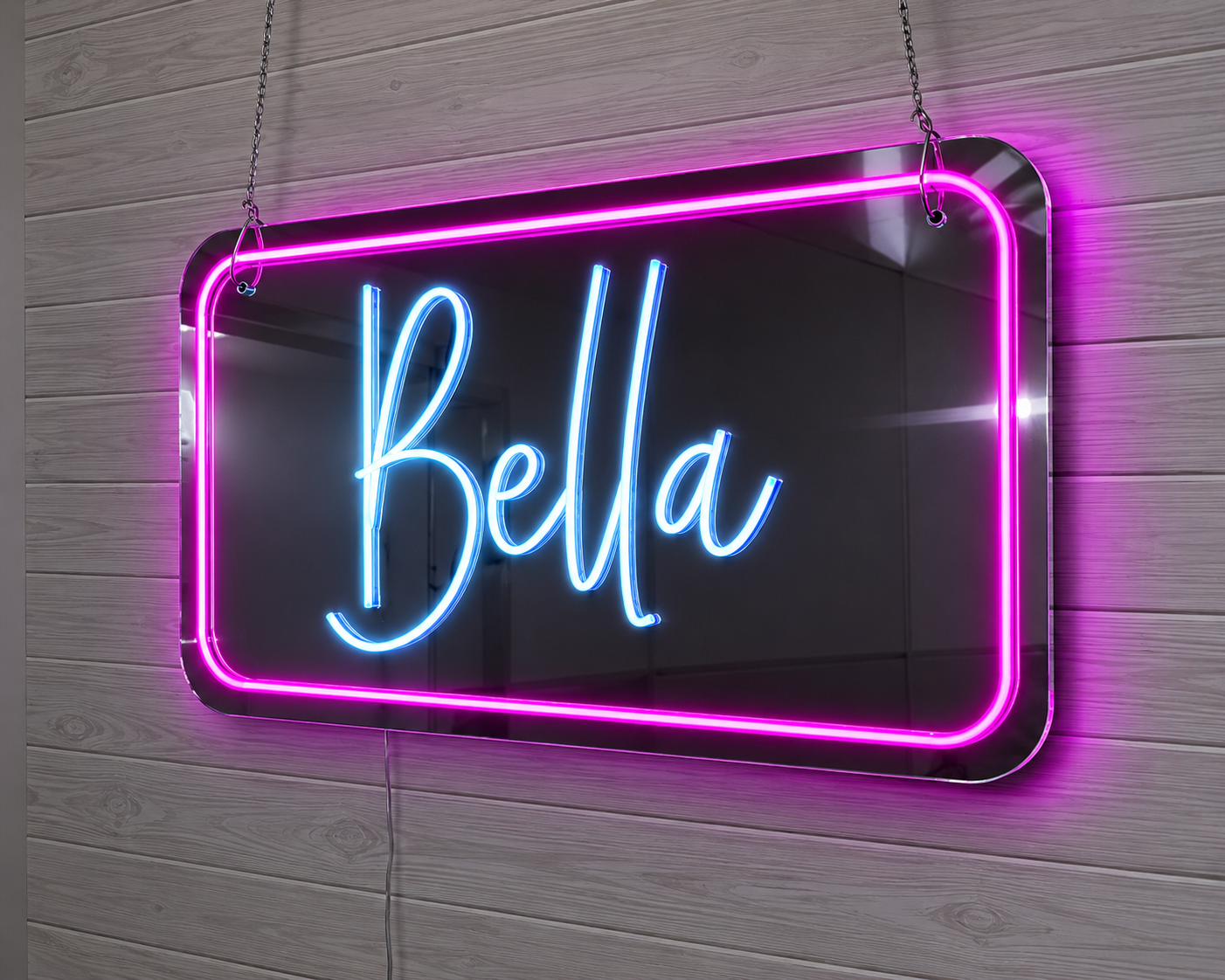 Custom Mirrored LED Name Sign – Acrylic Sign for Bar & Bat Mitzvahs, Weddings & Event Backdrops - Image 2
