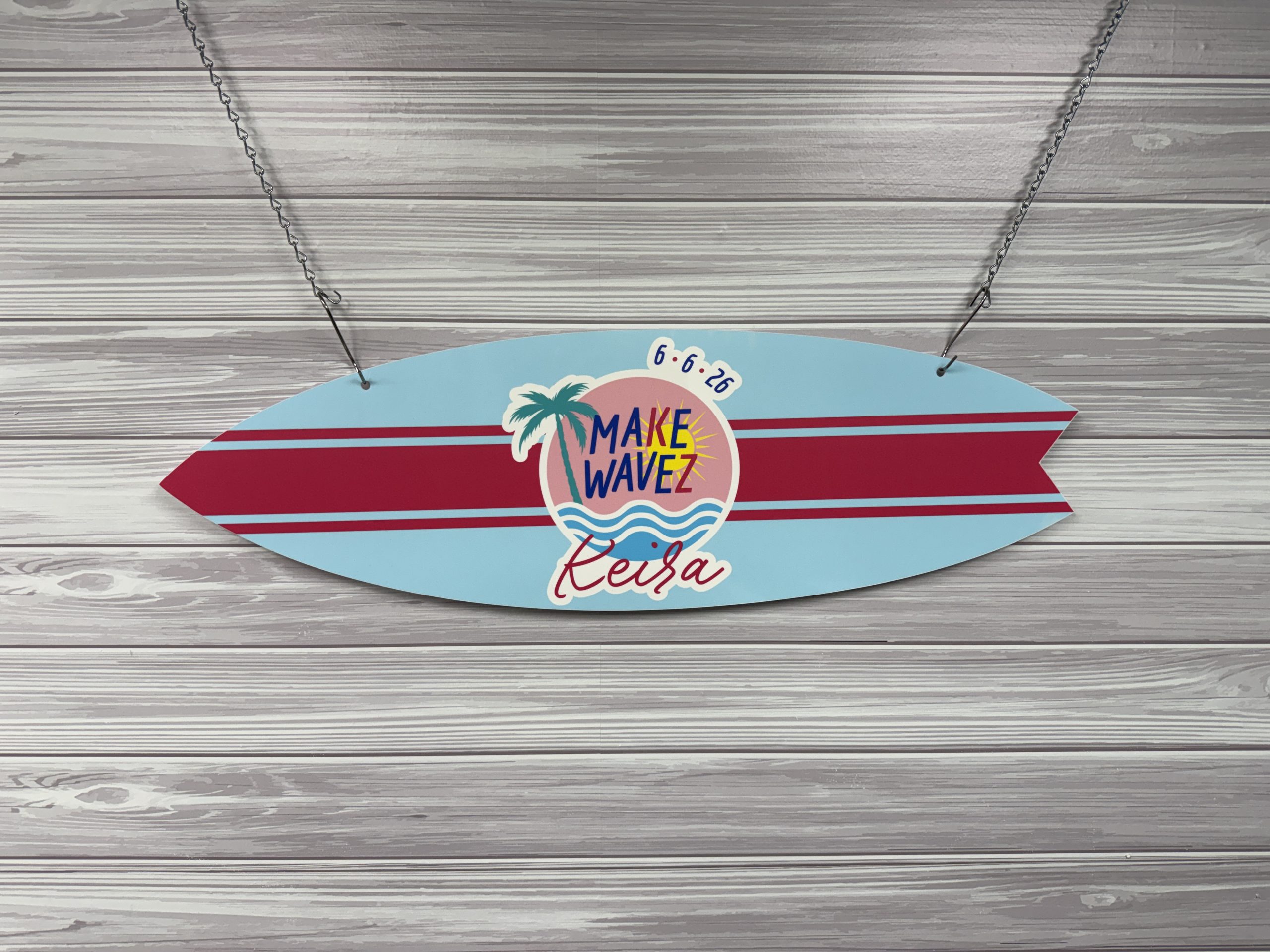 Surfboard Acrylic Sign-In Board – Custom Surf Theme Bar & Bat Mitzvah, Wedding & Event Sign - Image 4