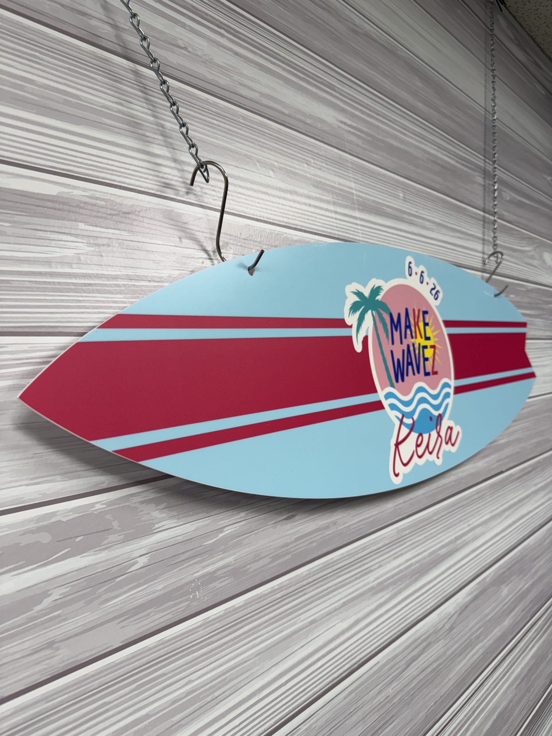 Surfboard Acrylic Sign-In Board – Custom Surf Theme Bar & Bat Mitzvah, Wedding & Event Sign - Image 3