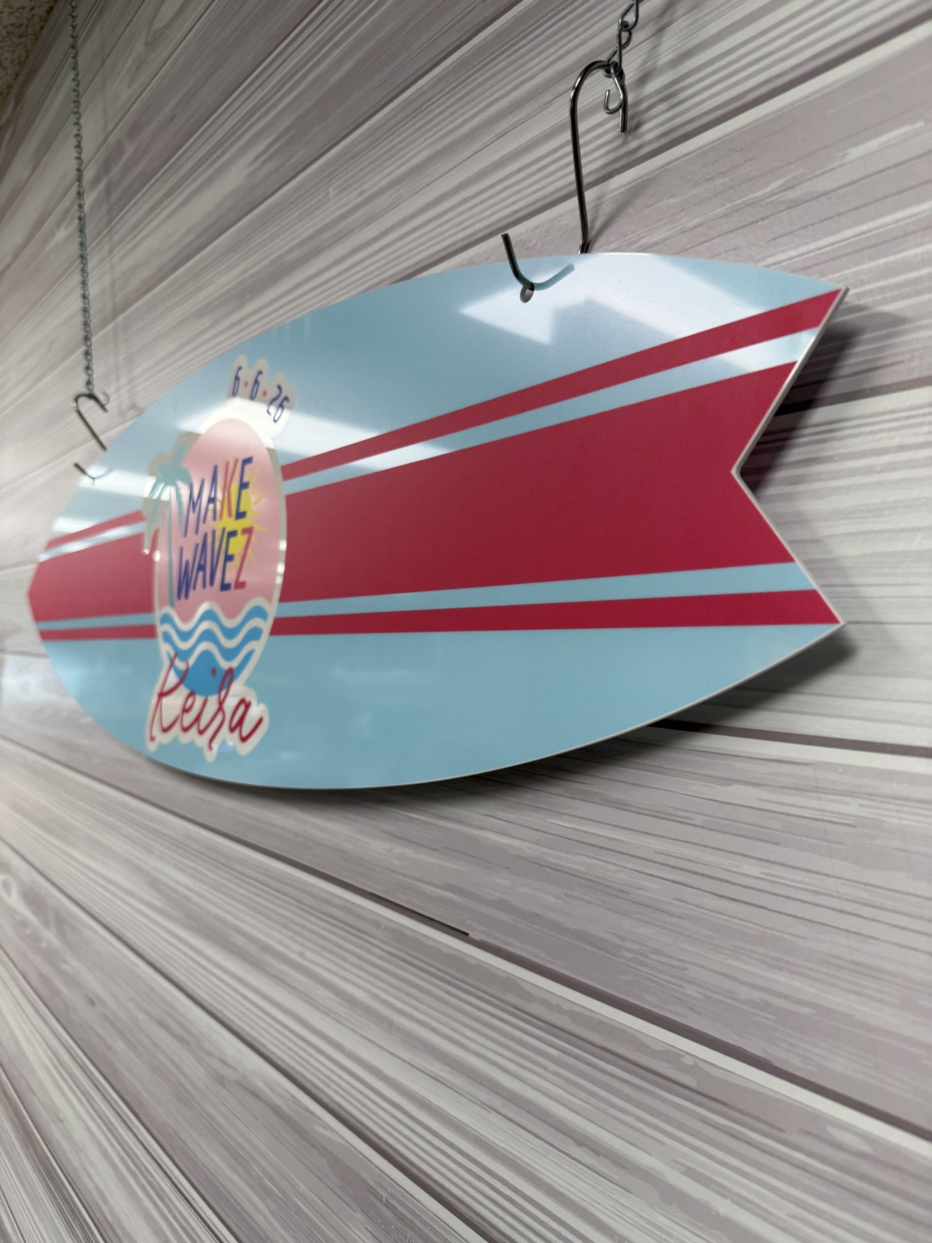Surfboard Acrylic Sign-In Board – Custom Surf Theme Bar & Bat Mitzvah, Wedding & Event Sign - Image 2
