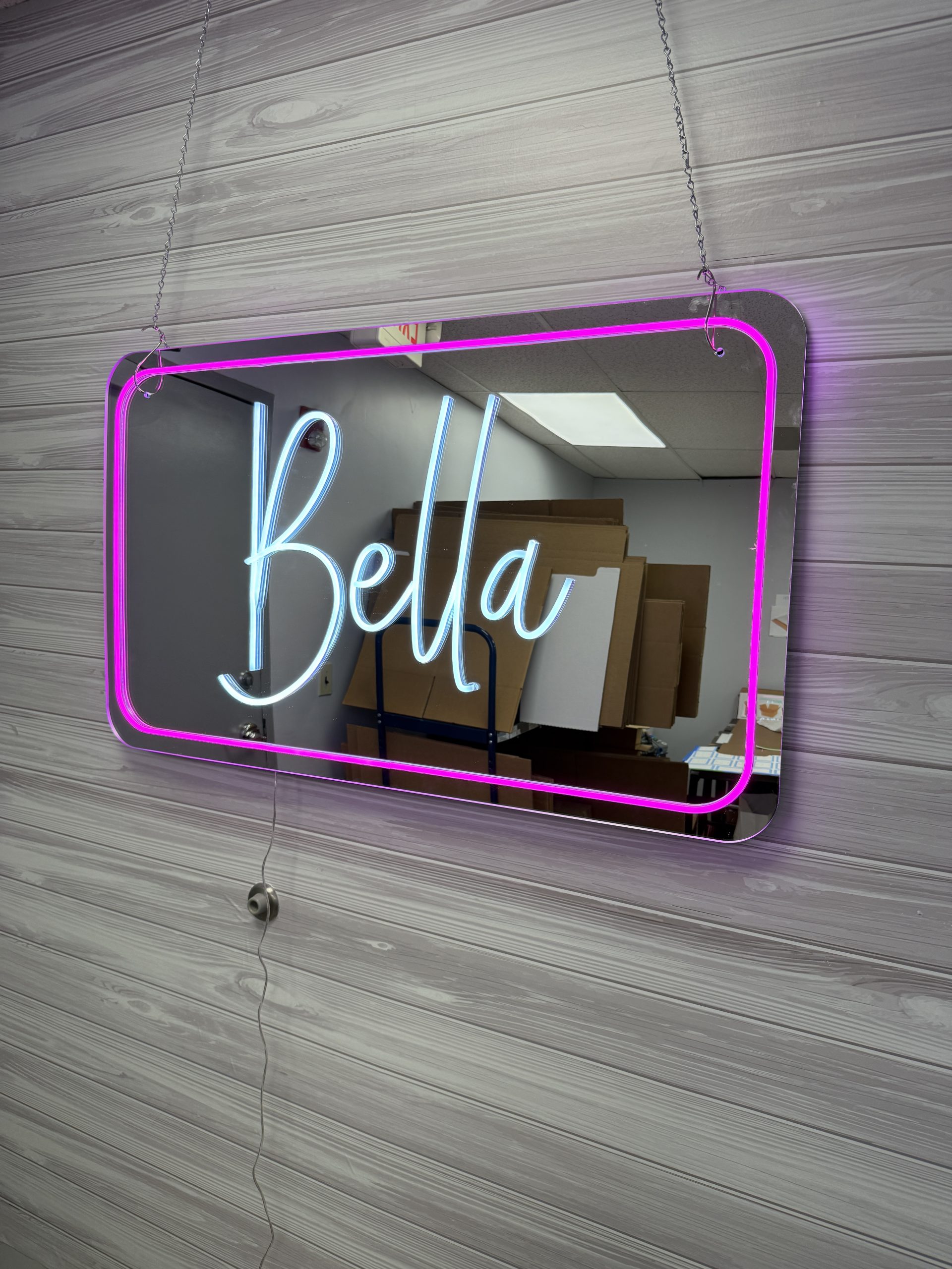Custom Mirrored LED Name Sign – Acrylic Sign for Bar & Bat Mitzvahs, Weddings & Event Backdrops - Image 5