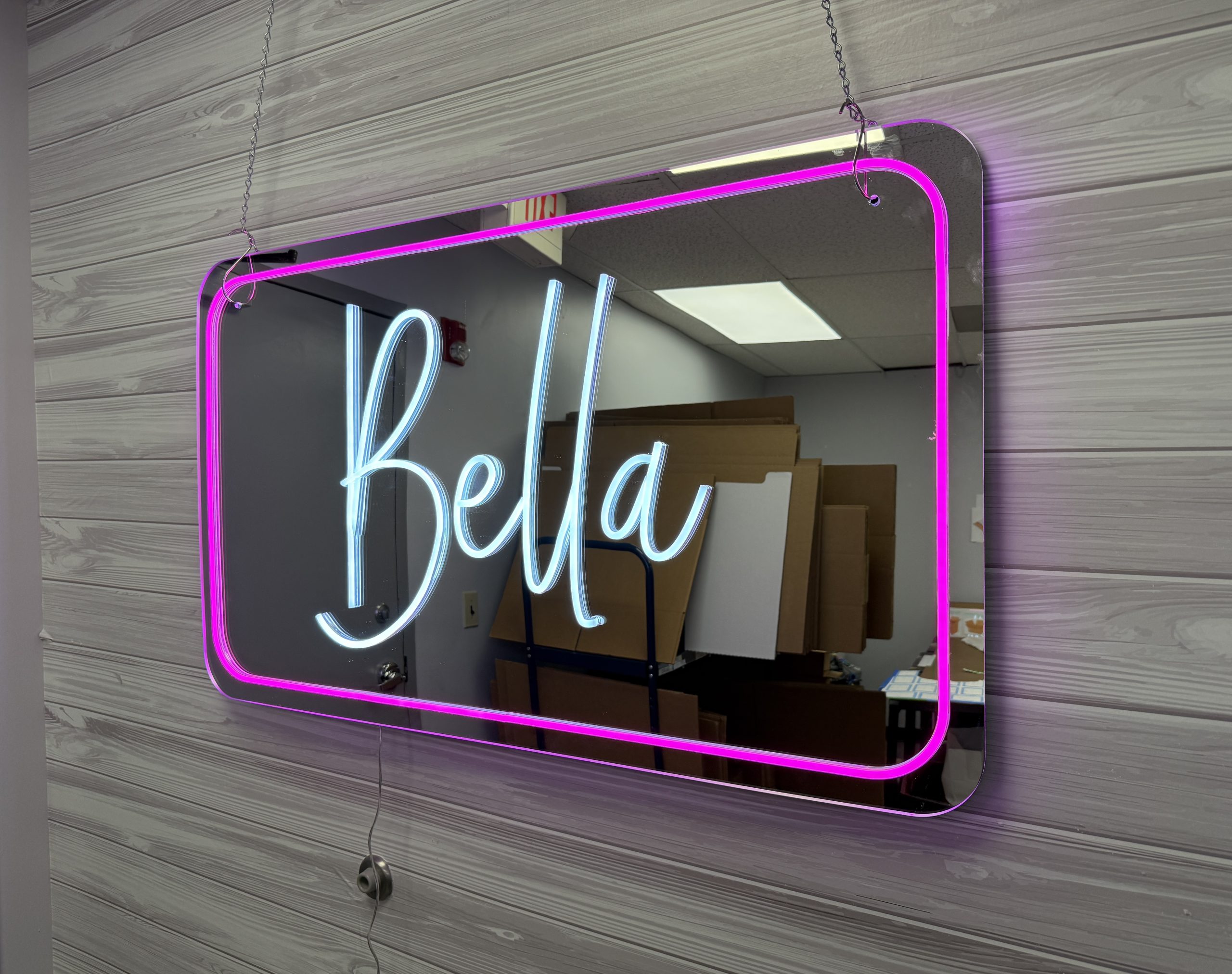 Custom Mirrored LED Name Sign – Acrylic Sign for Bar & Bat Mitzvahs, Weddings & Event Backdrops - Image 6