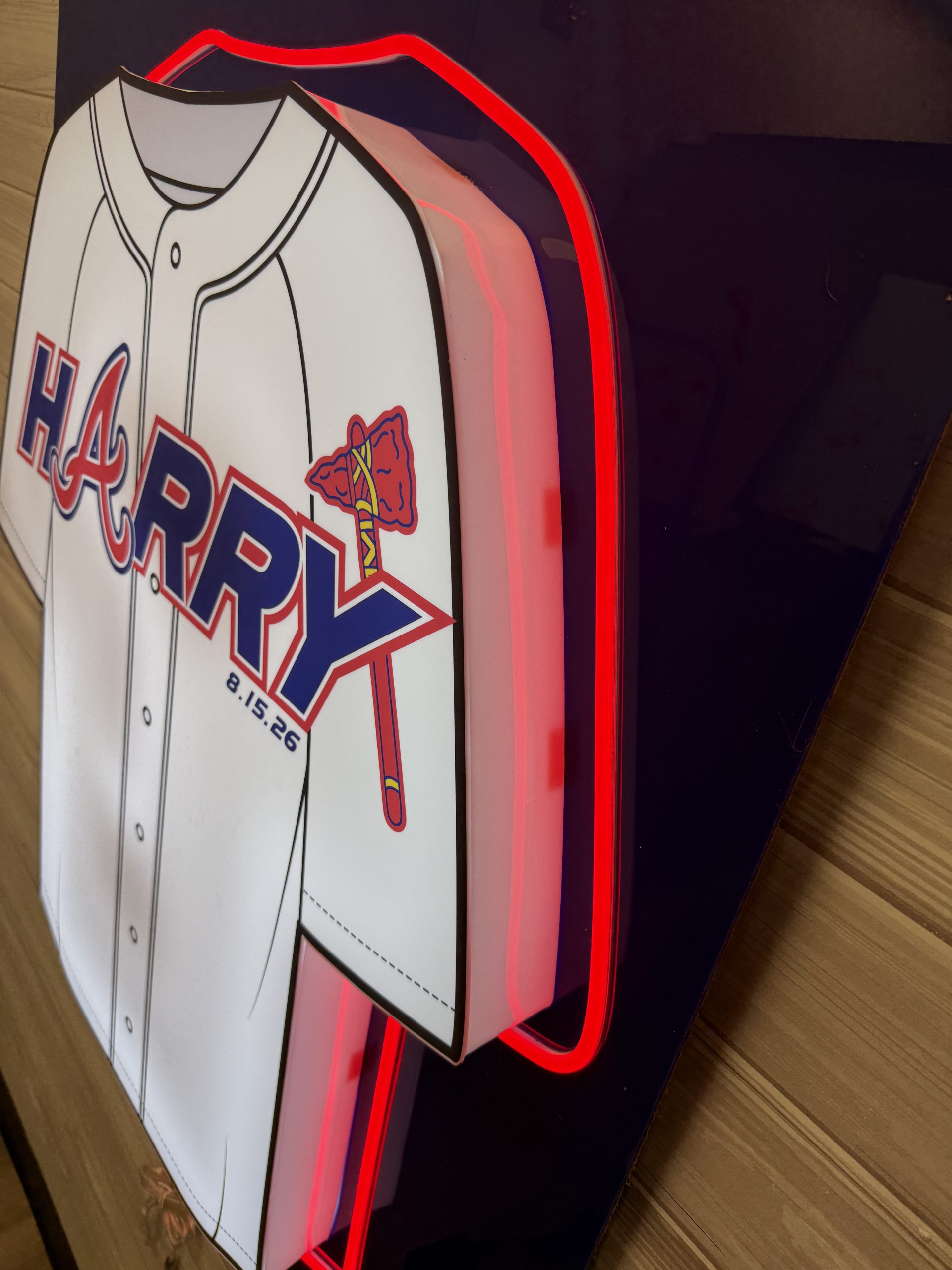 Custom Baseball Jersey Acrylic Neon Sign-In Board – Personalized Sports Theme Bar & Bat Mitzvah, Wedding & Event Sign - Image 3